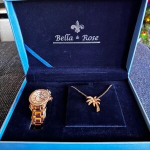 Rose Gold Watch and Necklace Set Bella & Rose NWOT